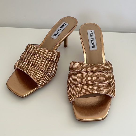 New STEVE MADDEN square Embellished Sandals rose gold - Picture 3 of 6